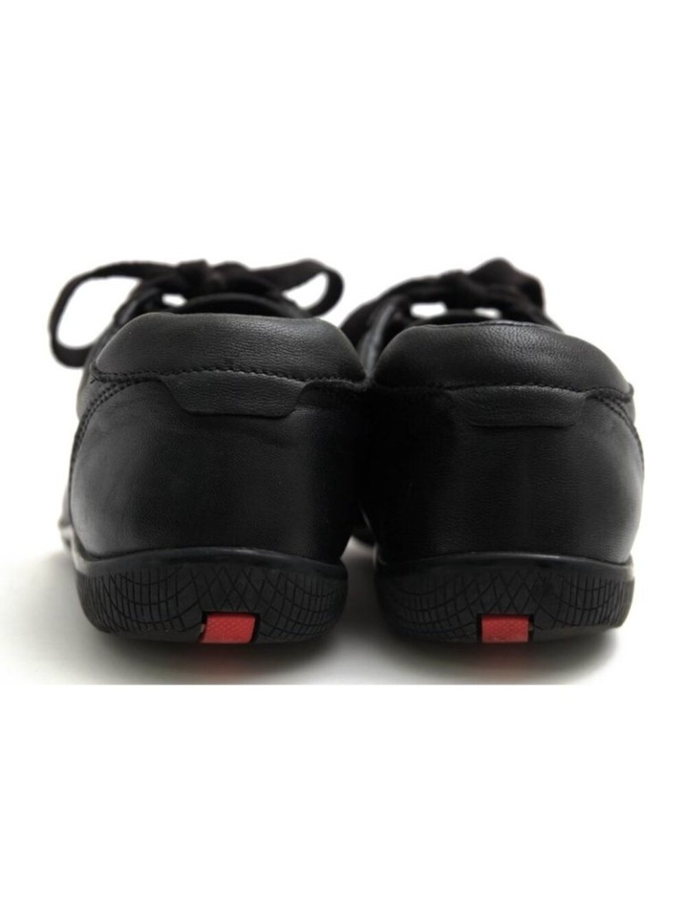 Prada Shoes Sneakers Low Cut Women Leather Black 3 E5620 - Picture 4 of 9